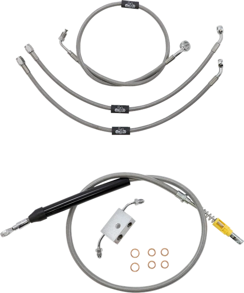 LA CHOPPERS LA-8157KT-13 Standard Stainless Braided Handlebar Cable/Brake Line Kit 12"-14" Ape Hangers - '18-'24 Softail