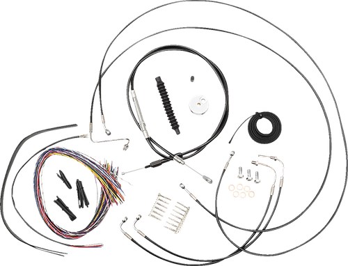 LA CHOPPERS LA-8157KT2-08B Complete Black Vinyl Braided Handlebar Cable/Brake Line Kit - Mini Handlebars - '18-'24 Softail - Mini Handlebars '18-'24 Softail