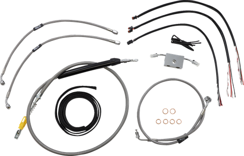 LA CHOPPERS LA-8157KT2-16 Complete Stainless Braided Handlebar Cable/Brake Line Kit - 15"-17" Handlebars - '18-'24 Softail - 15"-17" Handlebars '18-'24 Softail