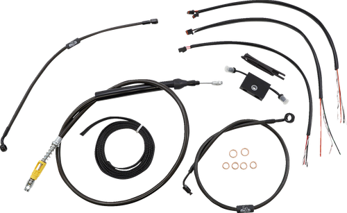 LA CHOPPERS LA-8157KT2-16M Complete Midnight Braided Cable Kit - Quick Connect - 15"-17" Handlebars - ABS - '18-'24 Softail - Quick Connect 15"-17" Handlebars ABS '18-'24 Softail