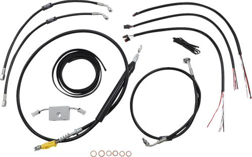 LA CHOPPERS LA-8157KT2-19B Complete Black Vinyl Braided Handlebar Cable/Brake Line Kit - 18"-20" Handlebars - '18-'24 Softail - 18"-20" Handlebars '18-'24 Softail