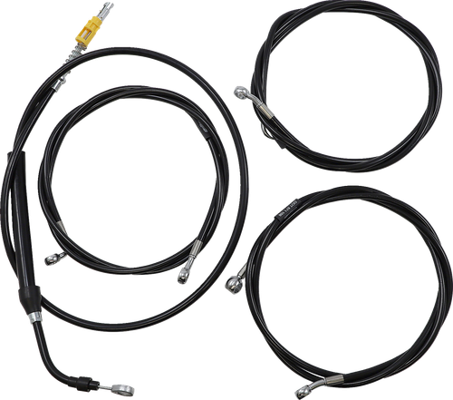 LA CHOPPERS LA-8056KT2-13B Complete Black Vinyl Braided Handlebar Cable/Brake Line Kit - 12"-14" Handlebars - '21-'22 FLH - 12"-14" Handlebars '21-'22 FLH