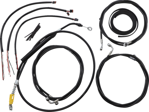 LA CHOPPERS LA-8056KT2-16B Complete Black Vinyl Braided Handlebar Cable/Brake Line Kit - 15"-17" Handlebars - '21-'22 FLH - 15"-17" Handlebars '21-'22 FLH