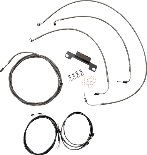 LA CHOPPERS LA-8056KT3-08 Complete Plug-and-Play Cable Kit - Stock Handlebars - '21-'23 FLH - ABS - Stainless - Stock Handlebars '21-'23 FLH ABS Stainless