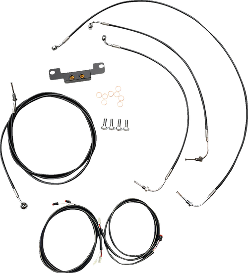LA CHOPPERS LA-8056KT3-08B Complete Plug-and-Play Cable Kit - Stock Handlebars - '21-'22 FLH - ABS - Black - Stock Handlebars '21-'22 FLH ABS Black