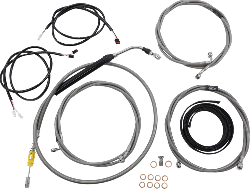 LA CHOPPERS LA-8056KT3-16 Complete Plug-and-Play Cable Kit - 15" - 17" Handlebars - '21-'23 FLH - ABS - Stainless - 15" 17" Handlebars '21-'23 FLH ABS Stainless