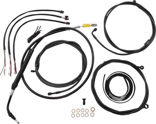 LA CHOPPERS LA-8058KT2-19M Complete Midnight Braided Cable Kit - 18"-20" Handlebars - ABS - '21-'22 Touring - 18"-20" Handlebars ABS '21-'22 Touring