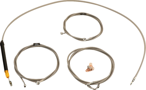 LA CHOPPERS LA-8059KT-08 Standard Stainless Braided Handlebar Cable/Brake Line Kit - Stock Ape Hangers - '23-'25 Touring - Stock Ape Hangers '23-'25 Touring