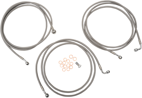 LA CHOPPERS LA-8052B19 Brake Lines - 18" - 20" Ape Hanger Handlebars - Stainless Steel - 18" 20" Ape Hanger Handlebars Stainless Steel