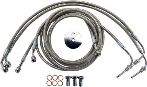LA CHOPPERS LA-8050B16 Brake Lines - 15" - 17" Ape Hanger Handlebars - Stainless Steel - 15" 17" Ape Hanger Handlebars Stainless Steel