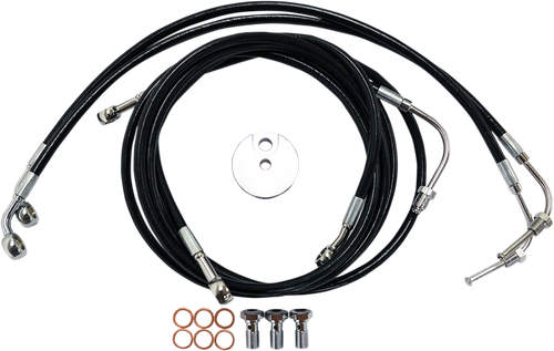 LA CHOPPERS LA-8050B16B Brake Line - 15" - 17" Ape Hanger Handlebars - Black - 15" 17" Ape Hanger Handlebars Black