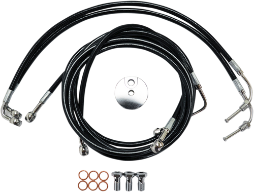 LA CHOPPERS LA-8051B13B Brake Line - 12" - 14" Ape Hanger Handlebars - Black - 12" 14" Ape Hanger Handlebars Black