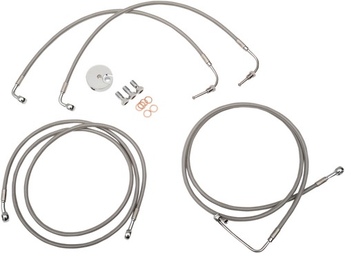 LA CHOPPERS LA-8051B16 Brake Lines - 15" - 17" Ape Hanger Handlebars - Stainless Steel - 15" 17" Ape Hanger Handlebars Stainless Steel