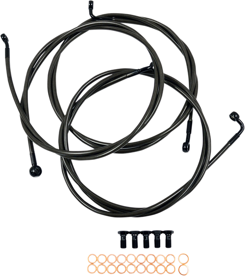 LA CHOPPERS LA-8052B16M Brake Lines - 15" - 17" Ape Hanger Handlebars - Midnight - 15" 17" Ape Hanger Handlebars Midnight