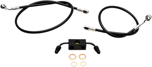 LA CHOPPERS LA-8211B13B Brake Line - 12" - 14" Ape Hanger Handlebars - Black - 12" 14" Ape Hanger Handlebars Black