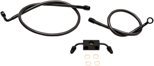 LA CHOPPERS LA-8321B13M Brake Lines - 12" - 14" Ape Hanger Handlebars - Midnight - 12" 14" Ape Hanger Handlebars Midnight
