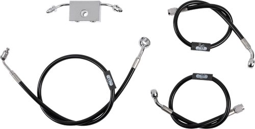 LA CHOPPERS LA-8154B13B Brake Line - 12" - 14" Ape Hanger Handlebars - Black - 12" 14" Ape Hanger Handlebars Black