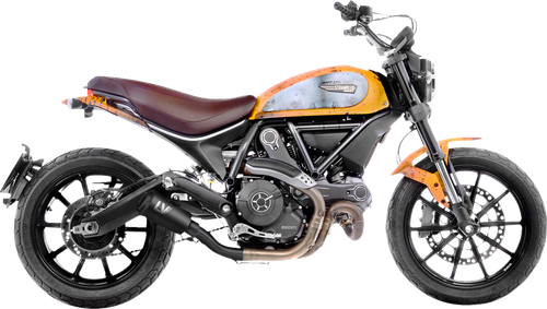 LEOVINCE 15206FBU LV-10 Slip-On Muffler - Full Black Stainless Steel Scrambler 800