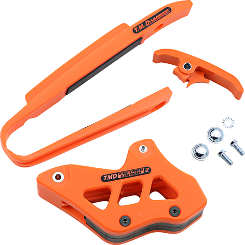 T.M. DESIGNWORKS KTM-230-OR Chain Guide and Slider Kit - KTM Orange