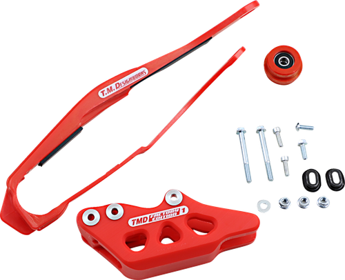 T.M. DESIGNWORKS DCK-OR2-RD Chain Guide and Slider Kit - Honda Red
