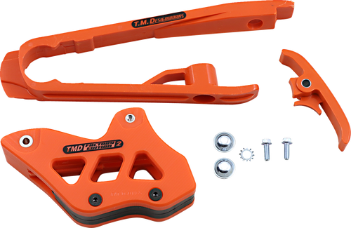 T.M. DESIGNWORKS DCK-KT4-OR Chain Guide and Slider Kit - KTM/Gas Gas Orange
