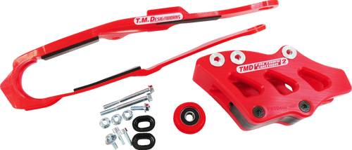 T.M. DESIGNWORKS DCK-OR17-RD Chain Guide and Slider Kit - Red Honda