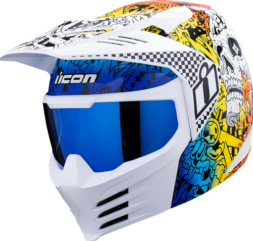 ICON 0104-3439 Elsinore™ Doodle 3 Helmet - Doodle 3 White Medium