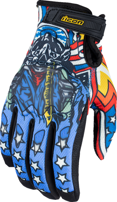 ICON 3301-4714 Hooligan™ CE Flyboy Gloves - Blue 3XL