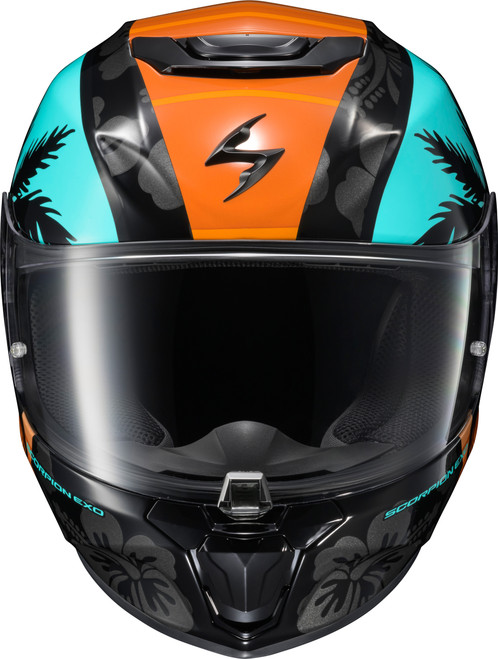 SCORPION EXO 33-1006 EXO-R330 FULL-FACE HELMET TUBBS LIGHT BLUE/ORANGE XL