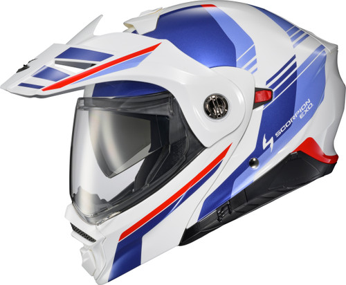 SCORPION EXO 96-1205 EXO-AT960 MODULAR HELMET MONK WHITE/BLUE LG