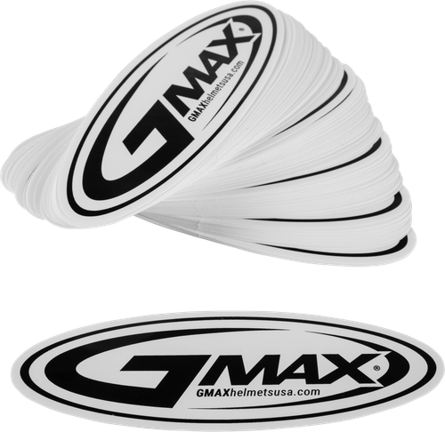 GMAX 72-9985 STICKER GMAX HELMETS LOGO BLACK/WHITE 5" 100/PK