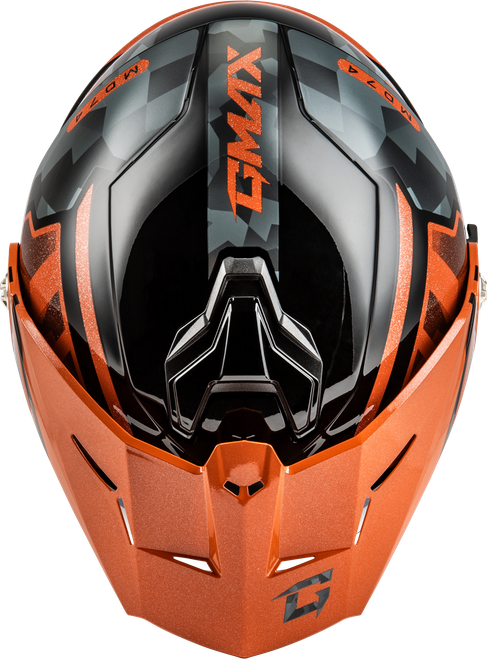 GMAX M17411255 MD-74 STRIKER MODULAR HELMET W SMK SHIELD BLK/GRY/OR MTLC MD