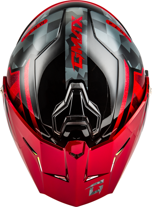 GMAX M17411157 MD-74 STRIKER MODULAR HELMET W RED SHIELD BLK/GRY/RD MTLC XL