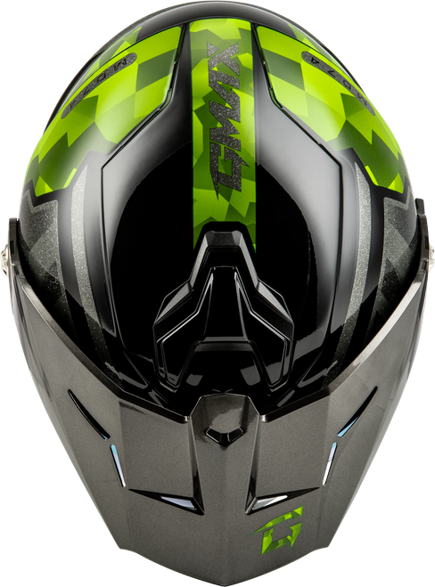 GMAX M17411063 MD-74 STRIKER MODULAR HELMET W GLD SHLD BLK/SLVR/GRN MTLC XS