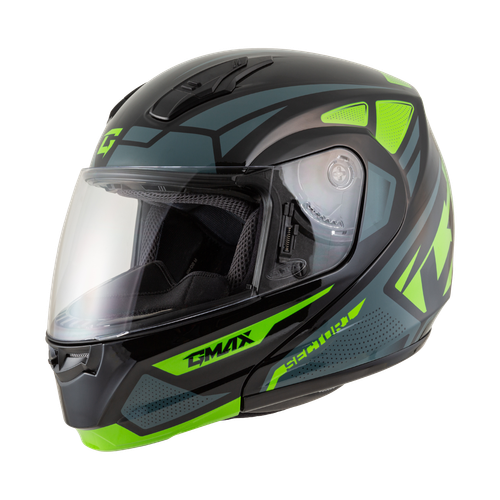 GMAX M1043776 MD-04 SECTOR HELMET BLACK/GRN/WHT LG