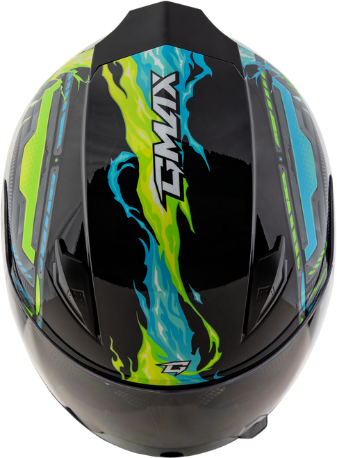 GMAX G14911050 GM-49Y CHARGE HELMET BLACK/BLUE/GREEN YS