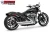 Freedom HD03523: Independence Staggered Duals, Chrome / Straight / Chrome. Configuration illustration; motorcycle/reference code may differ.