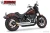 Freedom HD03670: Independence Staggered Duals, Chrome / Straight / Solid Gold. Configuration illustration; motorcycle/reference code may differ.