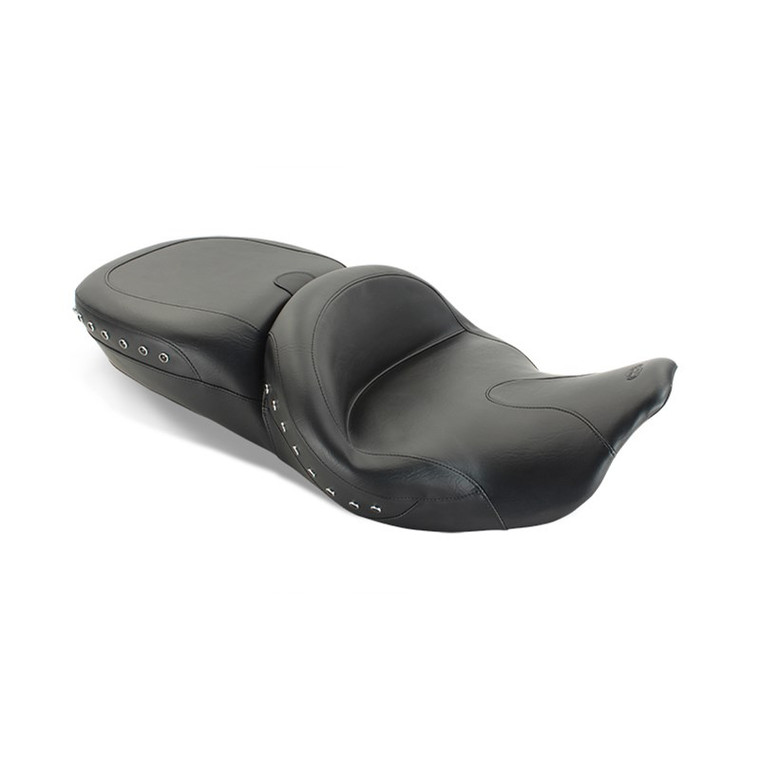 MUSTANG  76862 SEAT Summit One-Piece with Black Pearl-centered Studs and Driver Backrest Receiver for Harley-Davidson FL Touring 2014-2018