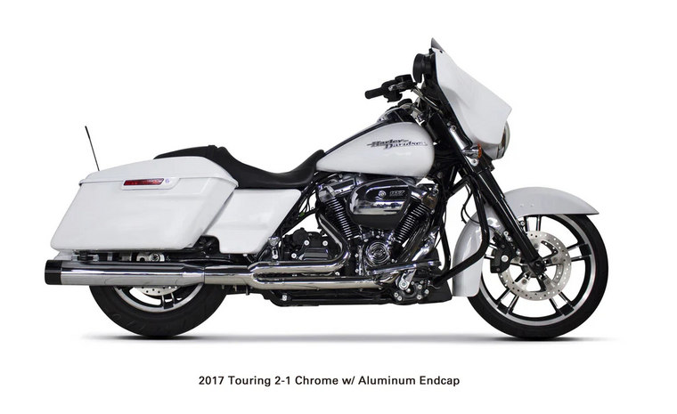 TBR Two Bros Chrome Comp-S 2:1 Full Exhaust w chrome end cap 17-25 FL M8