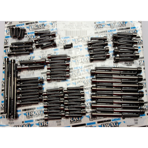 Black Engine Bolt Set W/Smooth Allen Heads 2401-1018 17-19 M8