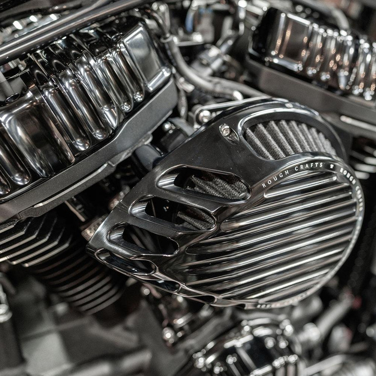 ROUGH CRAFTS  RC-600-000 BLACK FINNED AIR FILTER / CLEANER FL TOURING M8 17-21