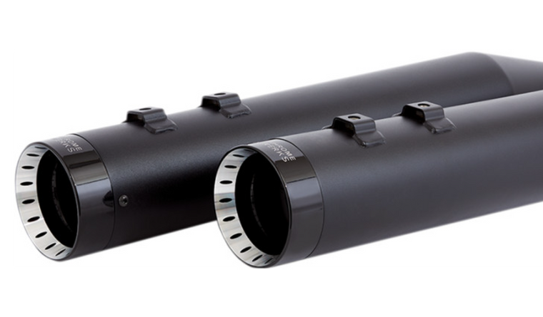 KHROME WERKS  4.50" HP-PLUS BLACK TURBINE BILLET TIP MUFFLERS FL 17-22