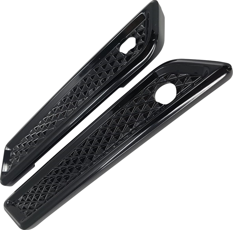 COVINGTONS CUSTOMS C3010-B BLACK DIAMOND SADDLEBAG BAG HINGE COVERS