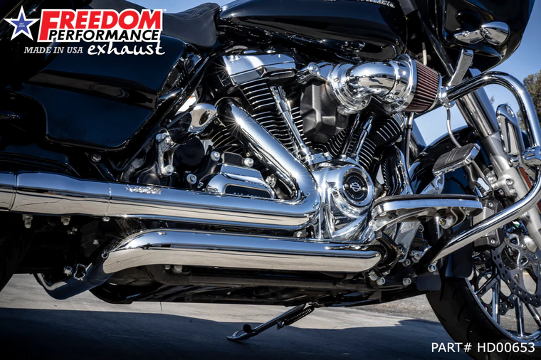 Freedom HD00653 Chrome True dual Header  M8 FL 17-26 Touring Road Street Ultra Glide Harley Davidson