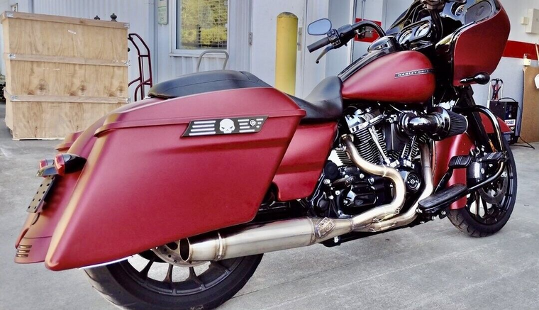 Sawicki 930-01223 Mid-Length brushed stainless full exhaust system m8 bagger fl 17-23