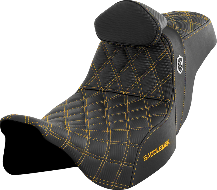 SADDLEMEN SC80807GOLRT Pro Series SDC Grip Seat Gold Stitching 08-23 FL SADDLEMEN SC80807GOLRT Pro Series SDC Grip Seat Gold Stitching 08-23 FL