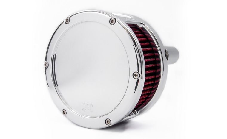 Feuling Oil Pump 5437 BA Air Cleaner Kit, Chrome finish, Solid Cover, Red filter