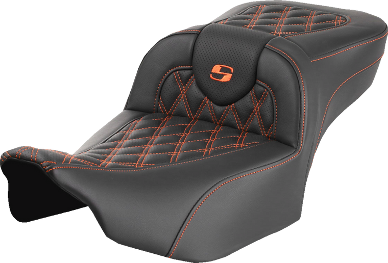 Saddlemen 823-07-18403 Roadsofa Extended Reach Seat  Lattice Orange Stitch FLTR FLHX 23-24 Saddlemen 823-07-18403 Roadsofa Extended Reach Seat  Lattice Orange Stitch FLTR FLHX 23-24