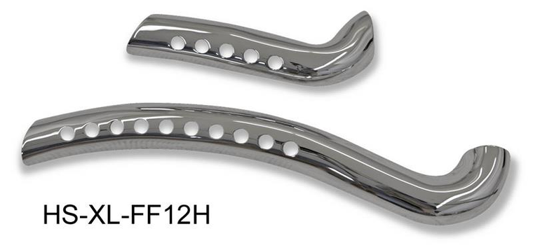 Bassani HS-XL-FF12H Chrome Radial Sweeper Heatshields with Holes for Sportster